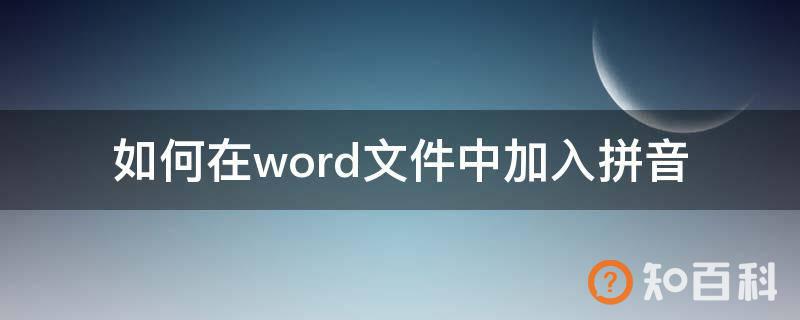 如何在word文件中加入拼音