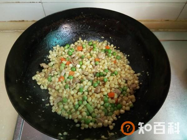 玉米粒豌豆炒肉做法大全