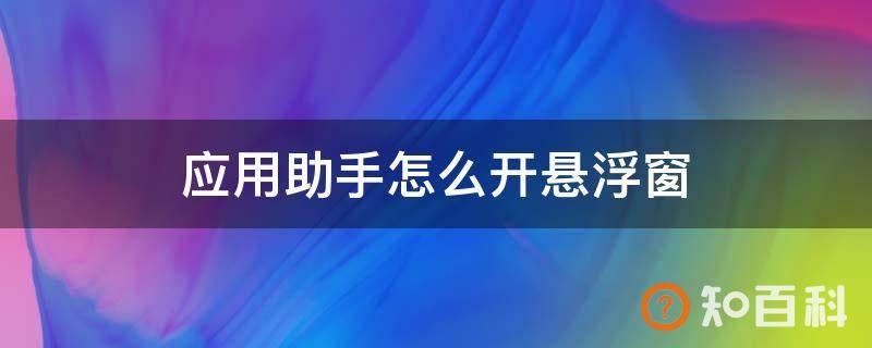 应用助手怎么开悬浮窗