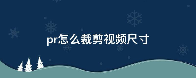 pr怎么裁剪视频尺寸