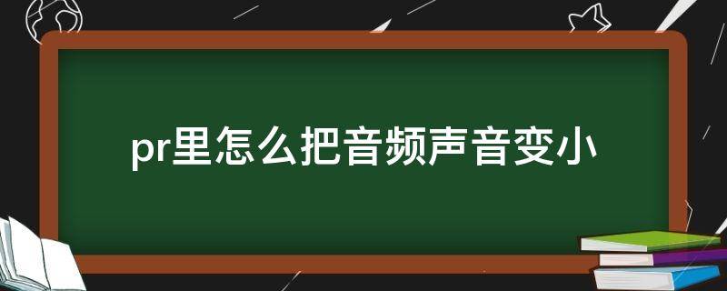 pr里怎么把音频声音变小