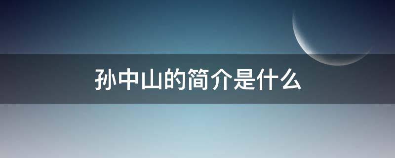 孙中山的简介是什么